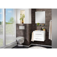 BADEZIMMER 4-teilig  in 60 cm  - Chromfarben/Weiß Hochglanz, MODERN, Holzwerkstoff/Stein (60cm) - MID.YOU