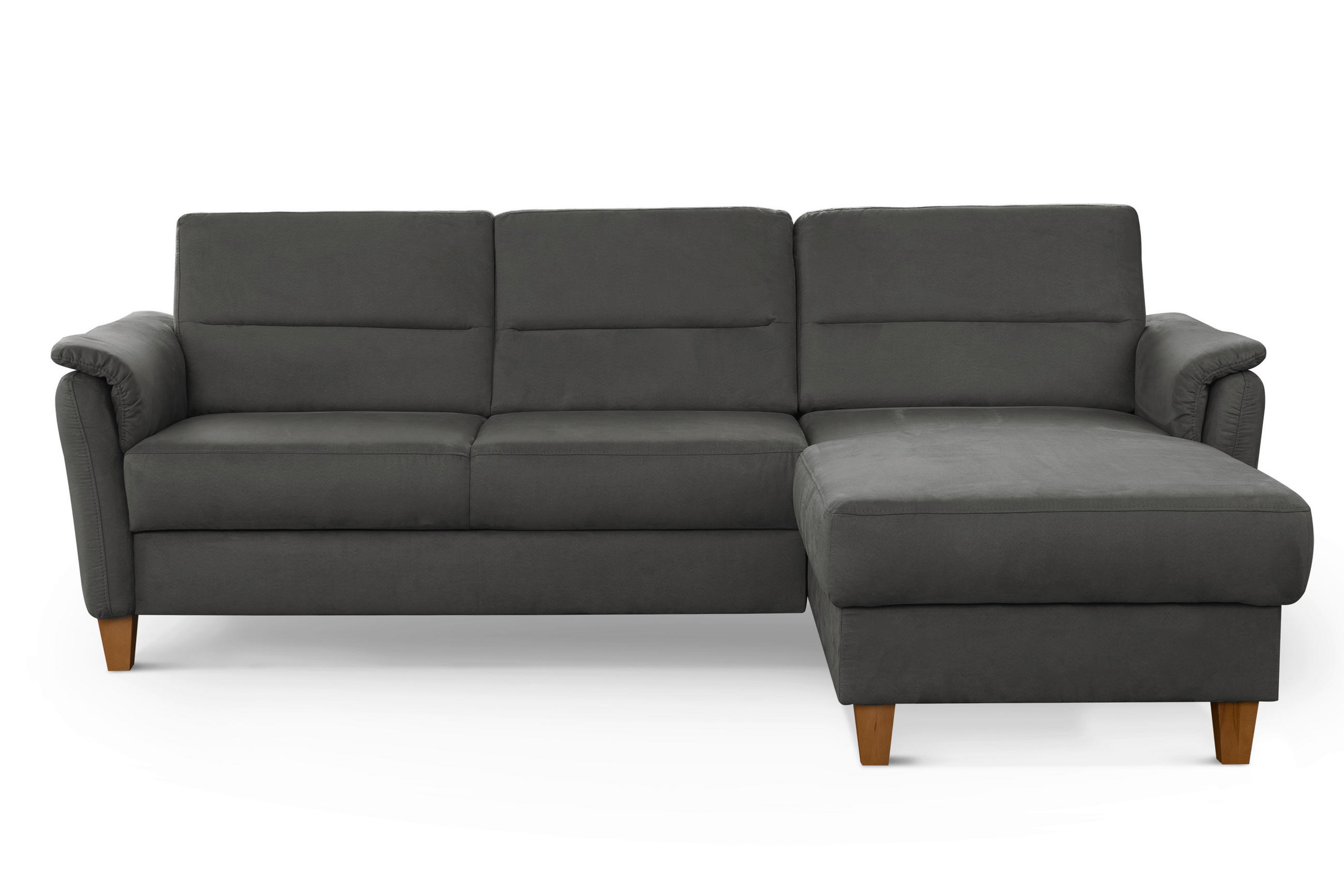 ECKSOFA in Mikrofaser Grau  - Eichefarben/Grau, Konventionell, Holz/Textil (244/163cm) - Sit & More