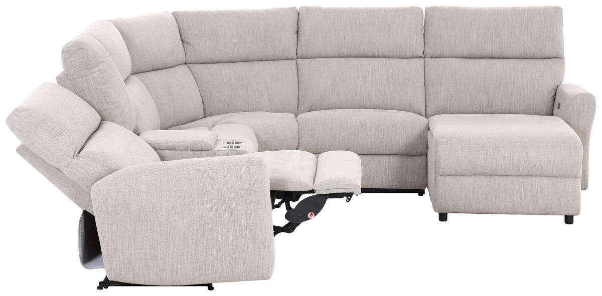 WOHNLANDSCHAFT Hellgrau Webstoff  - Hellgrau/Schwarz, KONVENTIONELL, Kunststoff/Textil (325/107/302cm) - MID.YOU