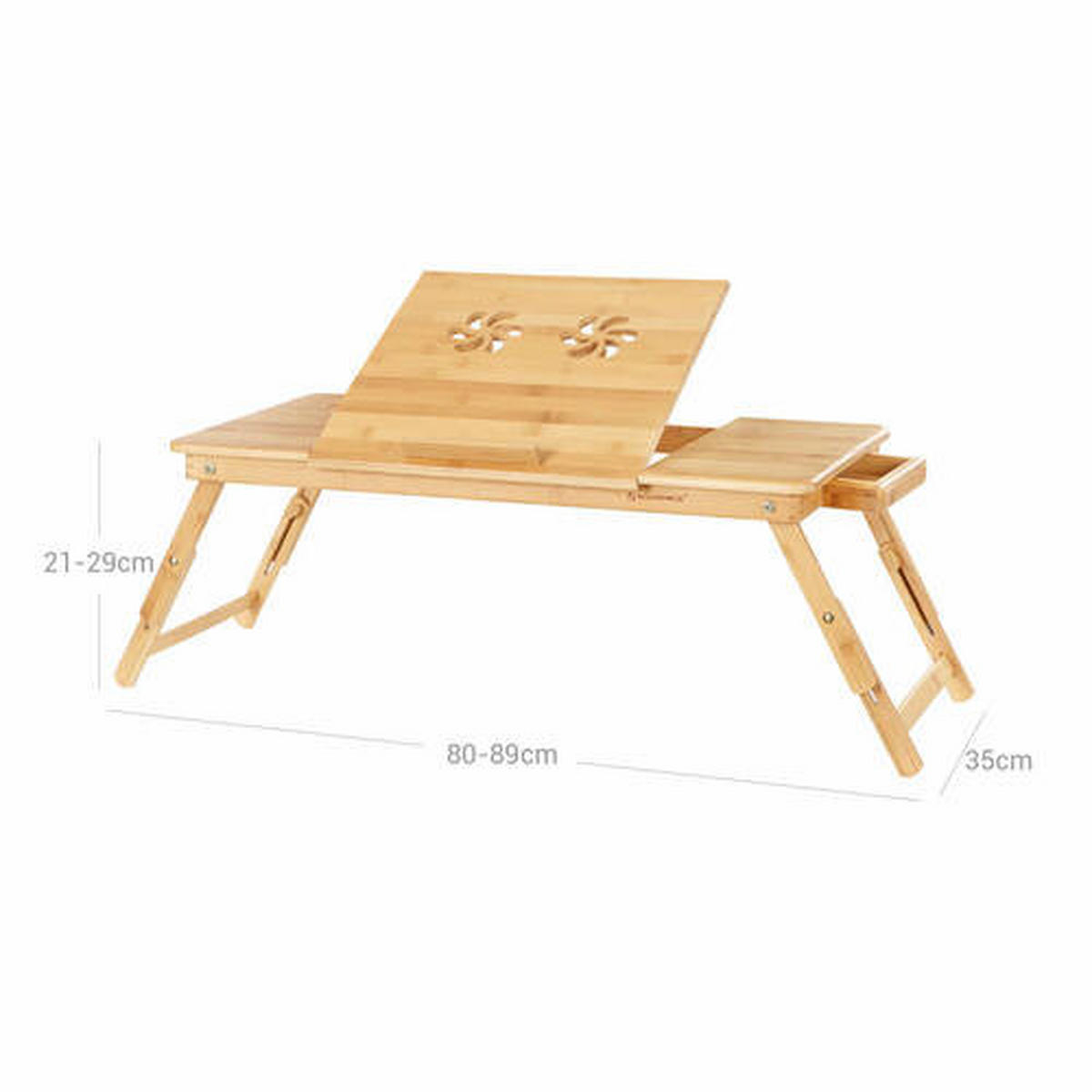 LAPTOPTISCH Bambus Naturfarben, Hellbraun  - Hellbraun/Naturfarben, Basics, Holz (80-89/35/21-29cm) - Boxxx