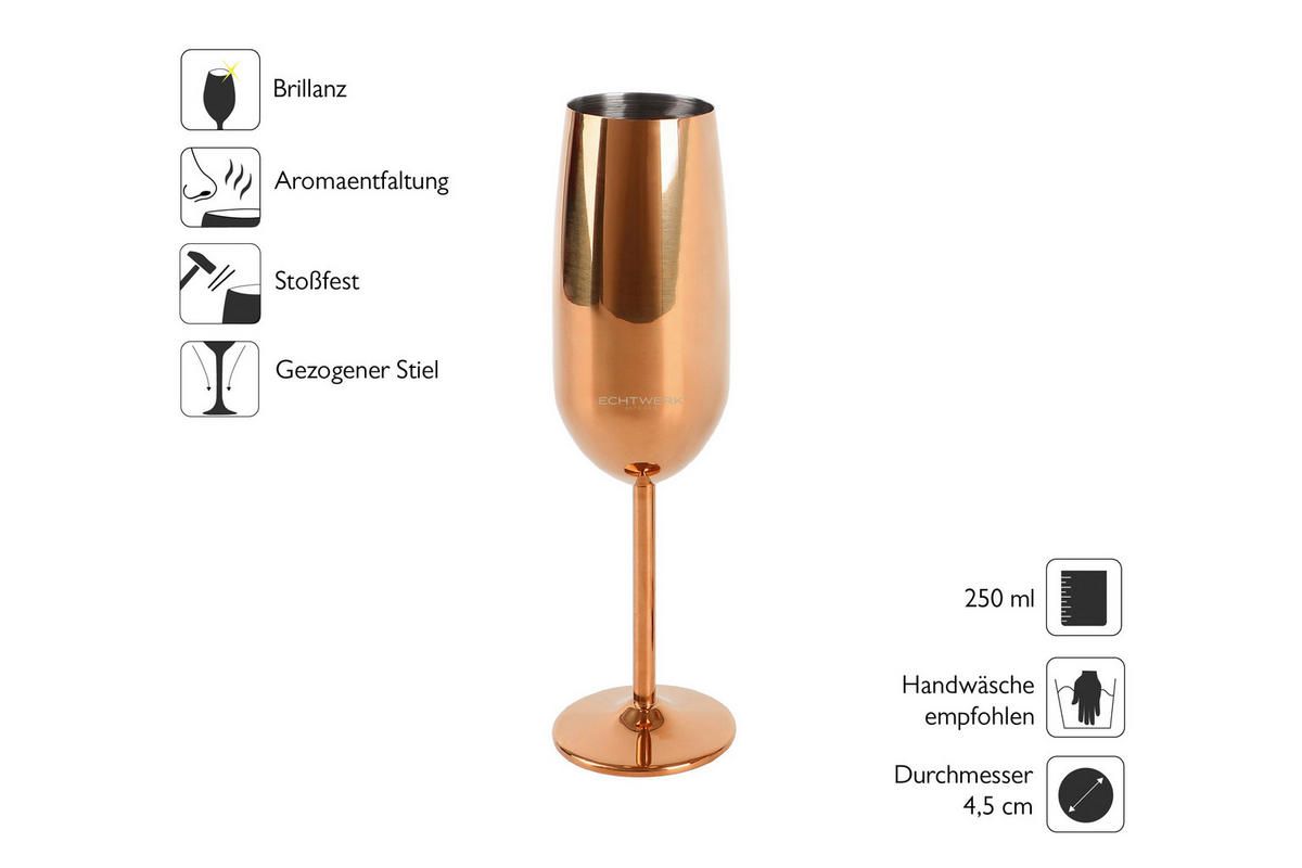 GLÄSERSET 6-teilig  - Kupferfarben, Trend, Metall (22,5cm) - Echtwerk