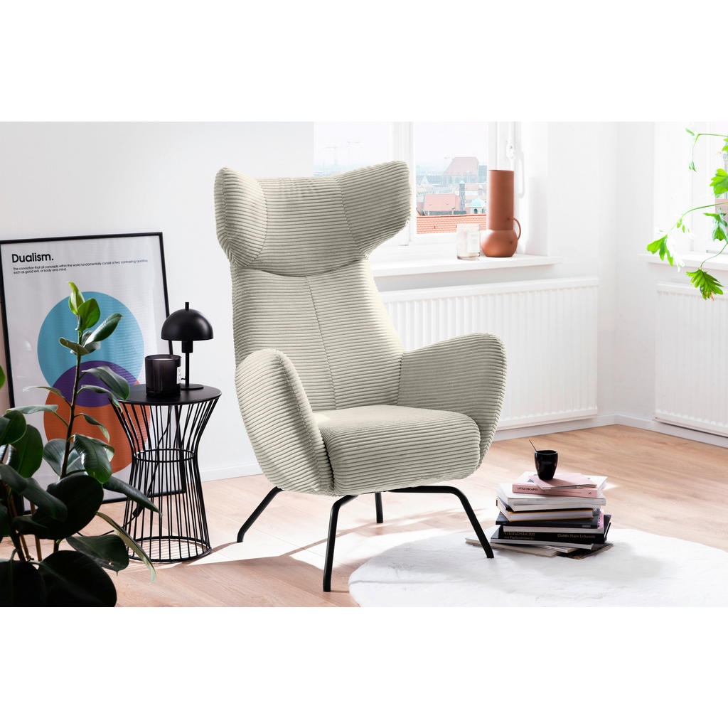 Thumbnail - Pure Home Lifestyle Ohrensessel, Natur, Textil, 79x117x82 cm, Blauer Engel, Goldenes M, Dgm, Lederauswahl, Stoffauswahl,...