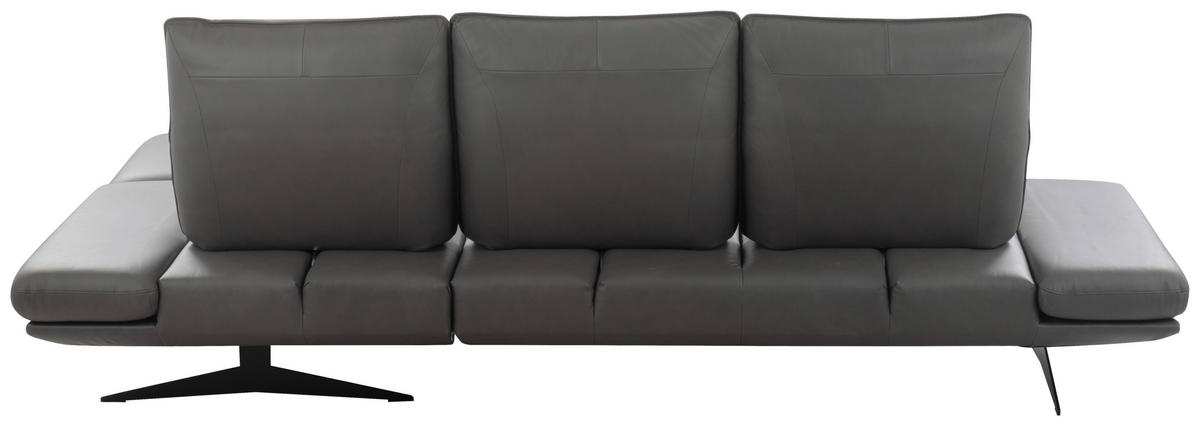 ECKSOFA  in Echtleder Dunkelgrau  291/180 cm  - Dunkelgrau/Schwarz, Design, Leder/Metall (291/180cm) - Celina Home