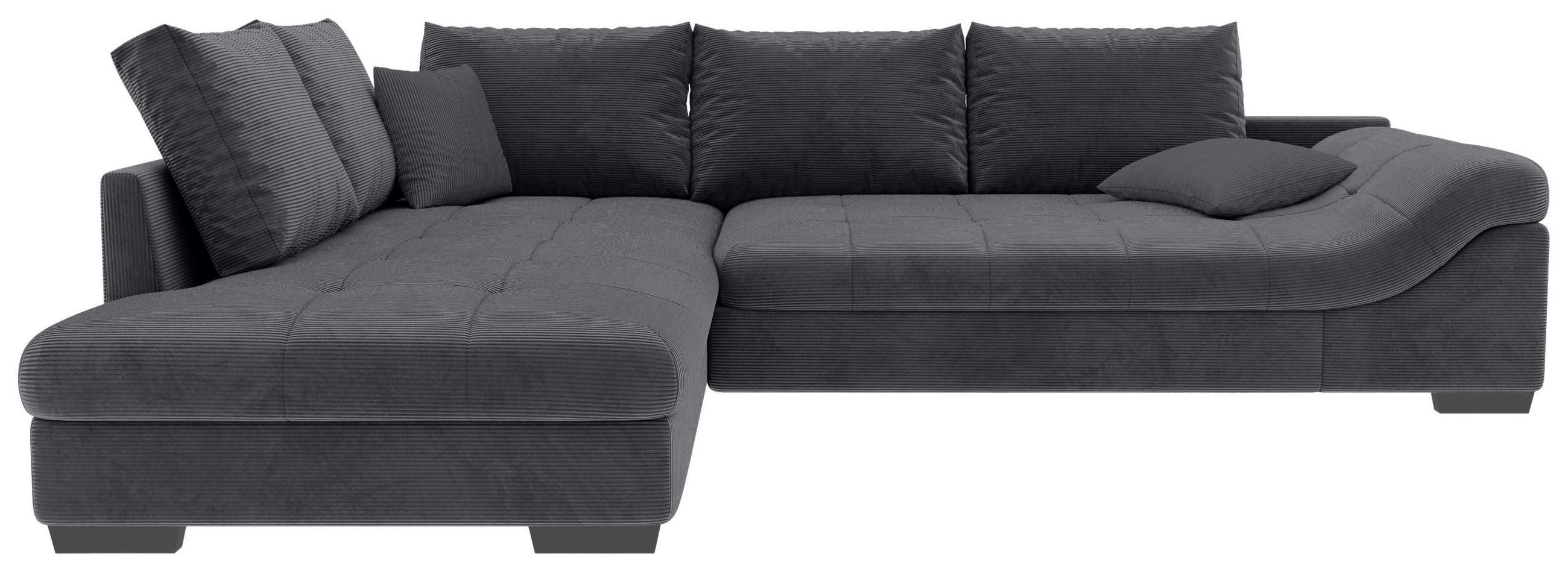 ECKSOFA Graphitfarben Cord Zierkissen, Rückenkissen, Rücken echt  - Schwarz/Graphitfarben, KONVENTIONELL, Holz/Textil (202/298cm) - Carryhome