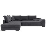 ECKSOFA Graphitfarben Cord Zierkissen, Rückenkissen, Rücken echt  - Schwarz/Graphitfarben, KONVENTIONELL, Holz/Textil (202/298cm) - Carryhome