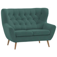 2-SITZER-SOFA Webstoff Petrol  - Eichefarben/Beige, Design, Holz/Textil (138/104/92cm) - Stylife