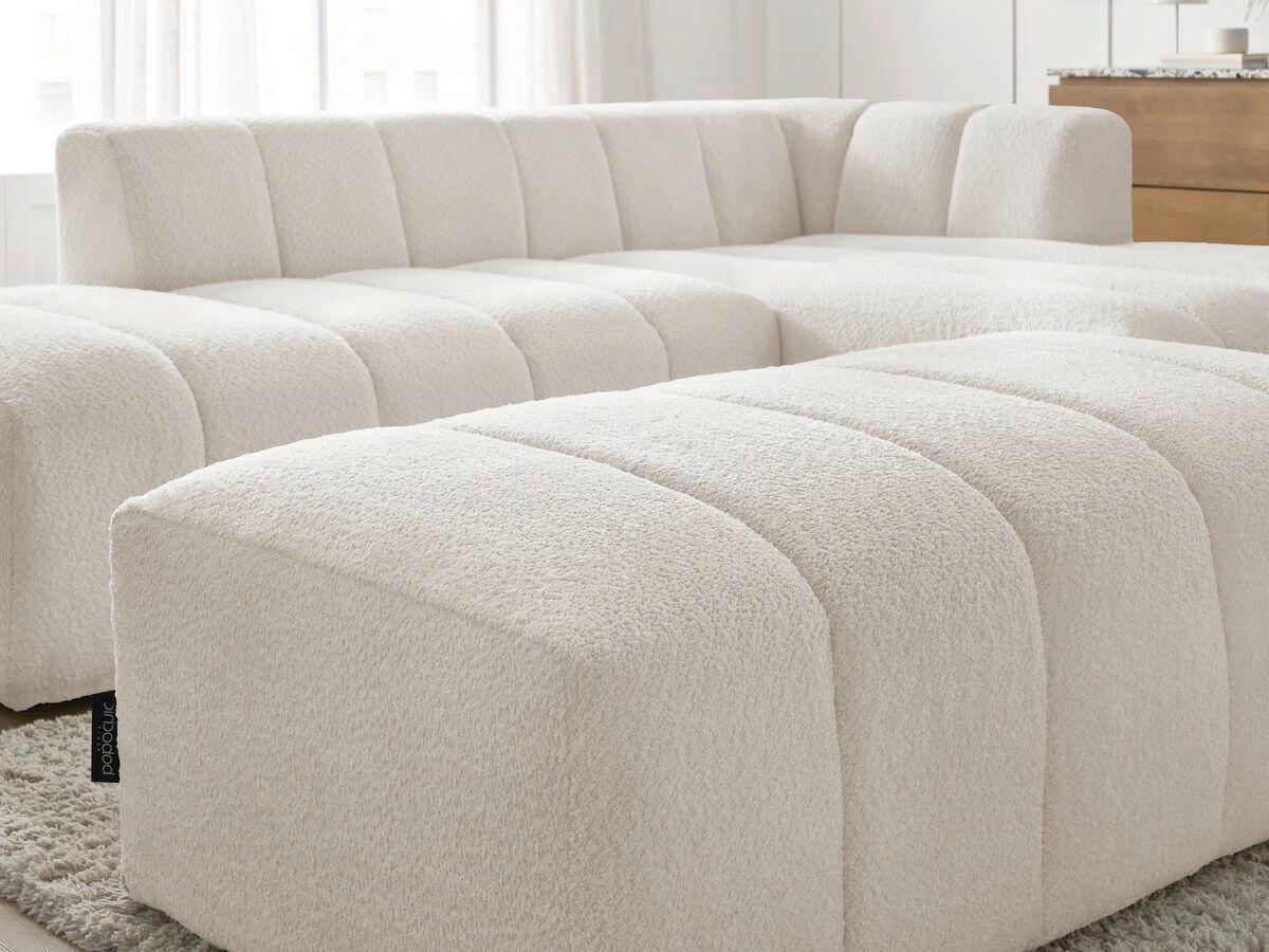 ECKSOFA  ANNECY Weiß Bouclé  - Schwarz/Weiß, MODERN, Kunststoff/Textil (262/170cm)