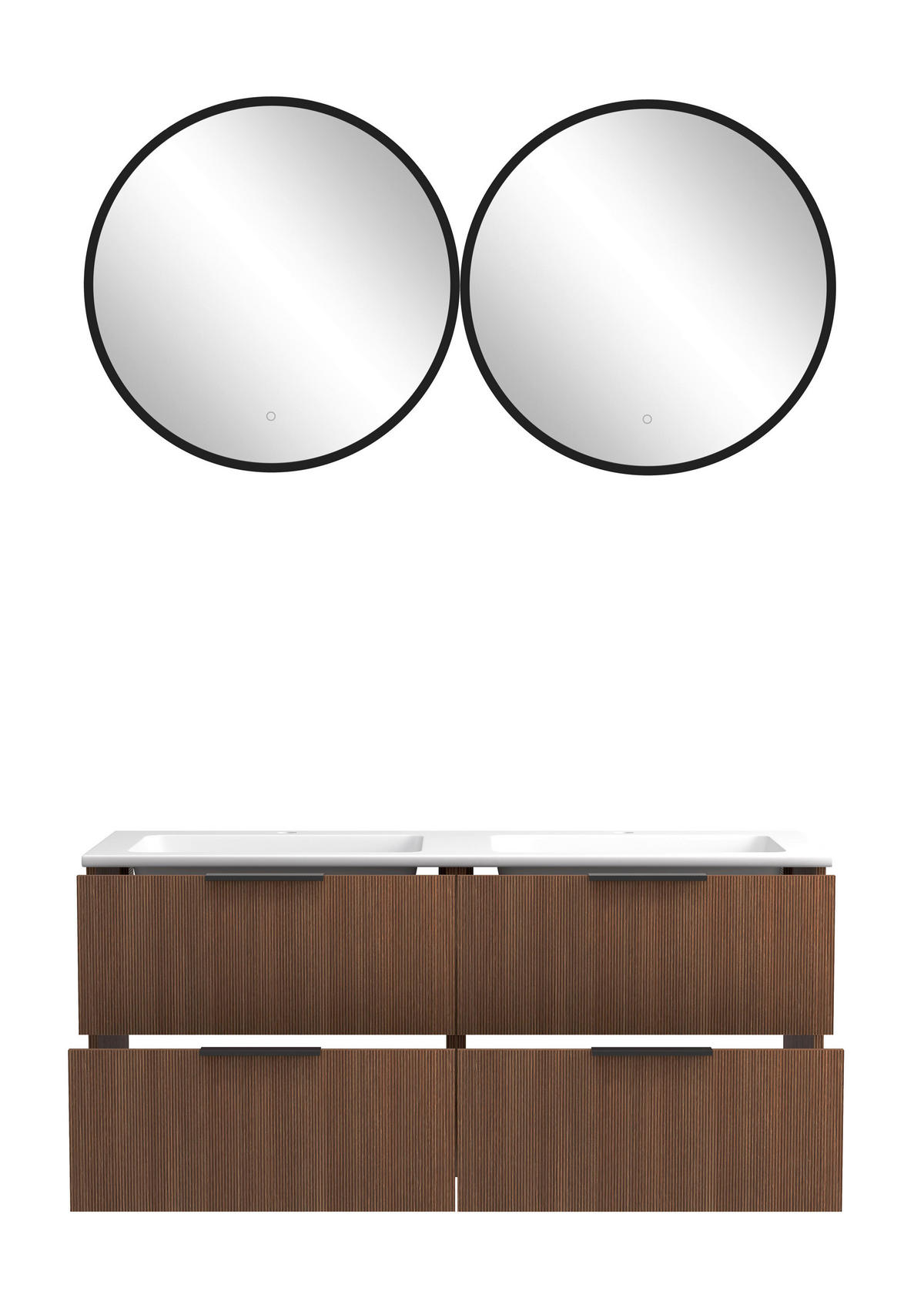 BADEZIMMER 3-teilig  in 120 cm  - Dunkelbraun/Schwarz, Natur, Holzwerkstoff/Stein (120cm) - Held