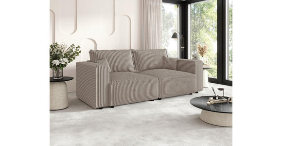 SCHLAFSOFA Cord Beige  inkl. Zierkissen, Bettkasten, Schlaffunktion  - Beige/Schwarz, MODERN, Kunststoff/Textil (250/68/104cm) - Xora