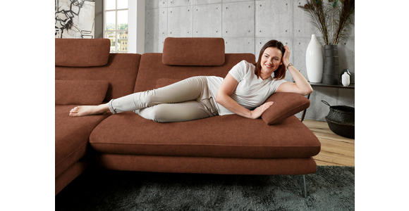 ECKSOFA in Velours Kupferfarben 184/284 cm - Schwarz/Kupferfarben, Design, Textil/Metall (184/284cm) - Dieter Knoll