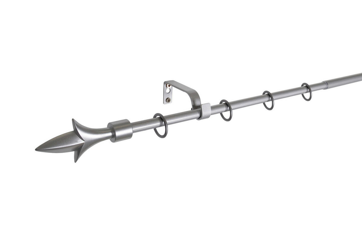 VORHANGSTANGENSET  130 cm  - Grau Hochglanz, Basics, Metall (130cm)