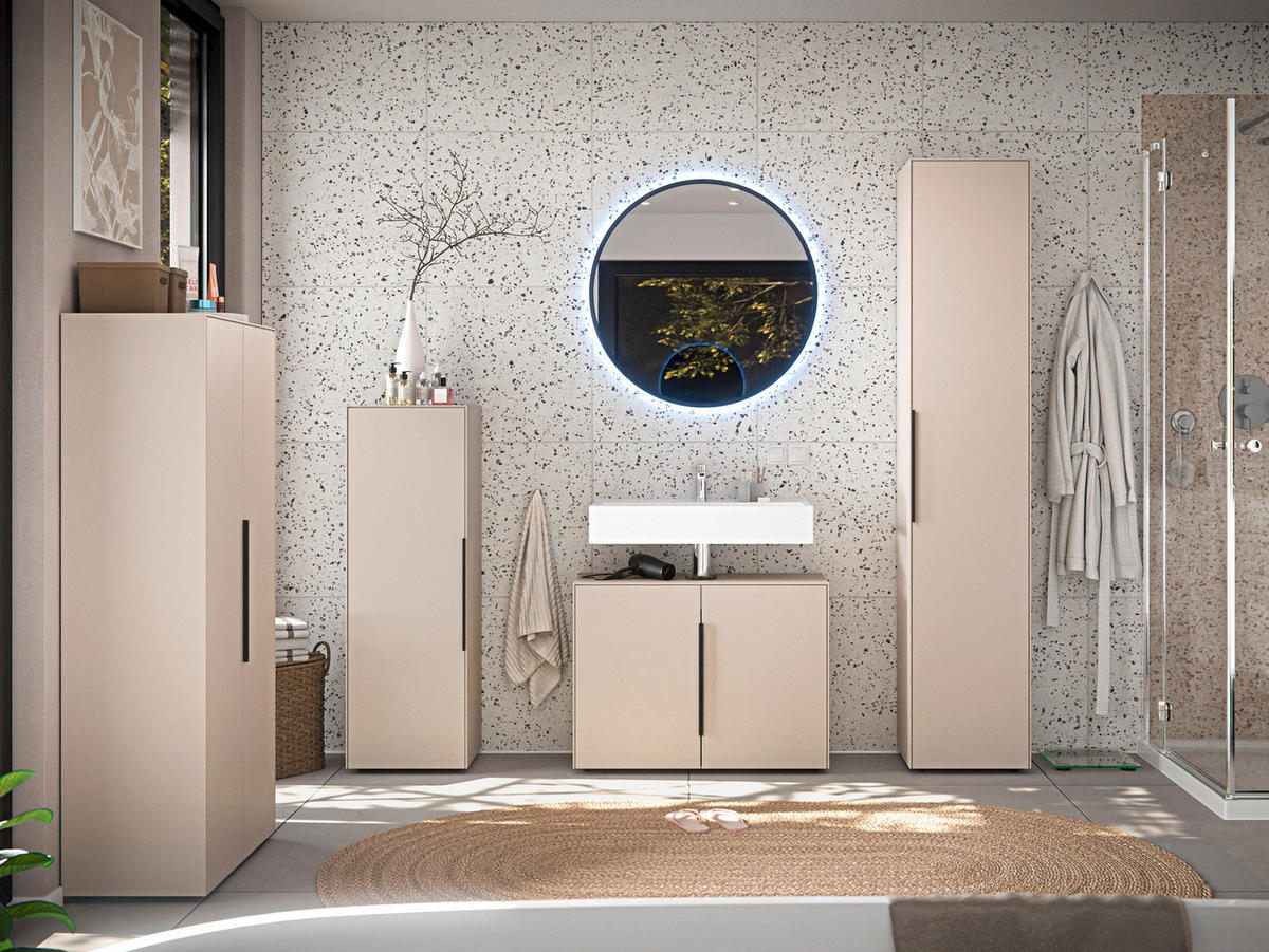 WASCHBECKENUNTERSCHRANK 80/60/33 cm  - Kaschmir/Schwarz, Design, Holzwerkstoff/Kunststoff (80/60/33cm) - home24