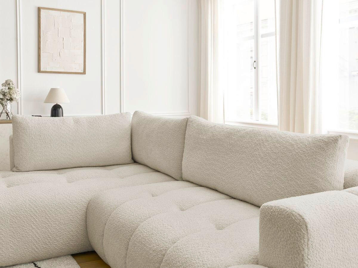 ECKSCHLAFSOFA FUJI Bouclé Beige  inkl.  - Beige/Schwarz, MODERN, Kunststoff/Textil (282/204cm)