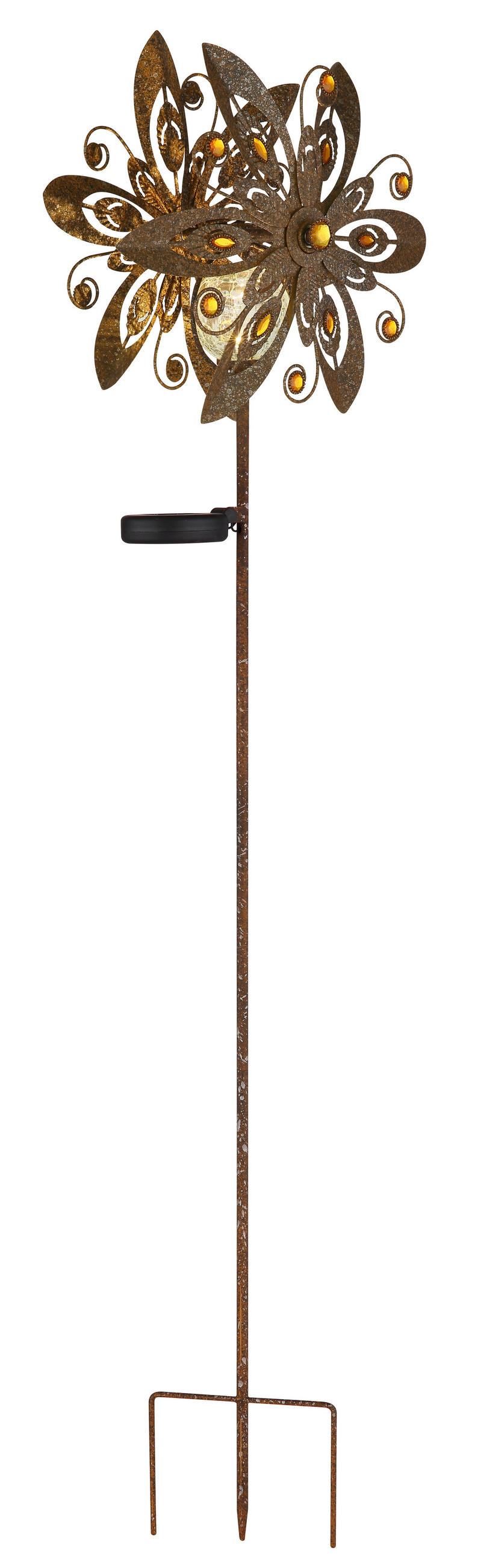 SOLÁRNÍ SVÍTIDLO, 32/17,5/124 cm - rezavá, Trend, kov/plast (32/17,5/124cm) - Ambia Garden