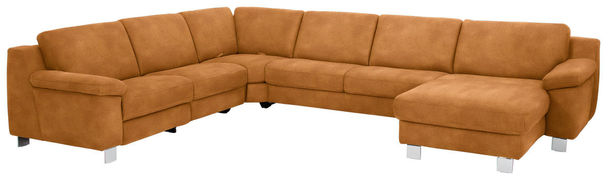 WOHNLANDSCHAFT in Mikrofaser Currygelb  - Chromfarben/Currygelb, Design, Textil/Metall (278/364/166cm) - Valdera
