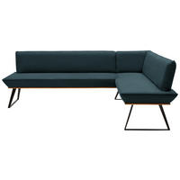 ECKBANK in Holz, Metall, Textil Schwarz, Eichefarben, Petrol  - Eichefarben/Petrol, Design, Holz/Textil (223/163cm) - Voleo