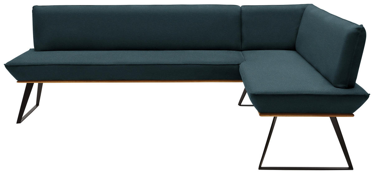 ECKBANK in Holz, Metall, Textil Schwarz, Eichefarben, Petrol  - Eichefarben/Petrol, Design, Holz/Textil (223/163cm) - Voleo