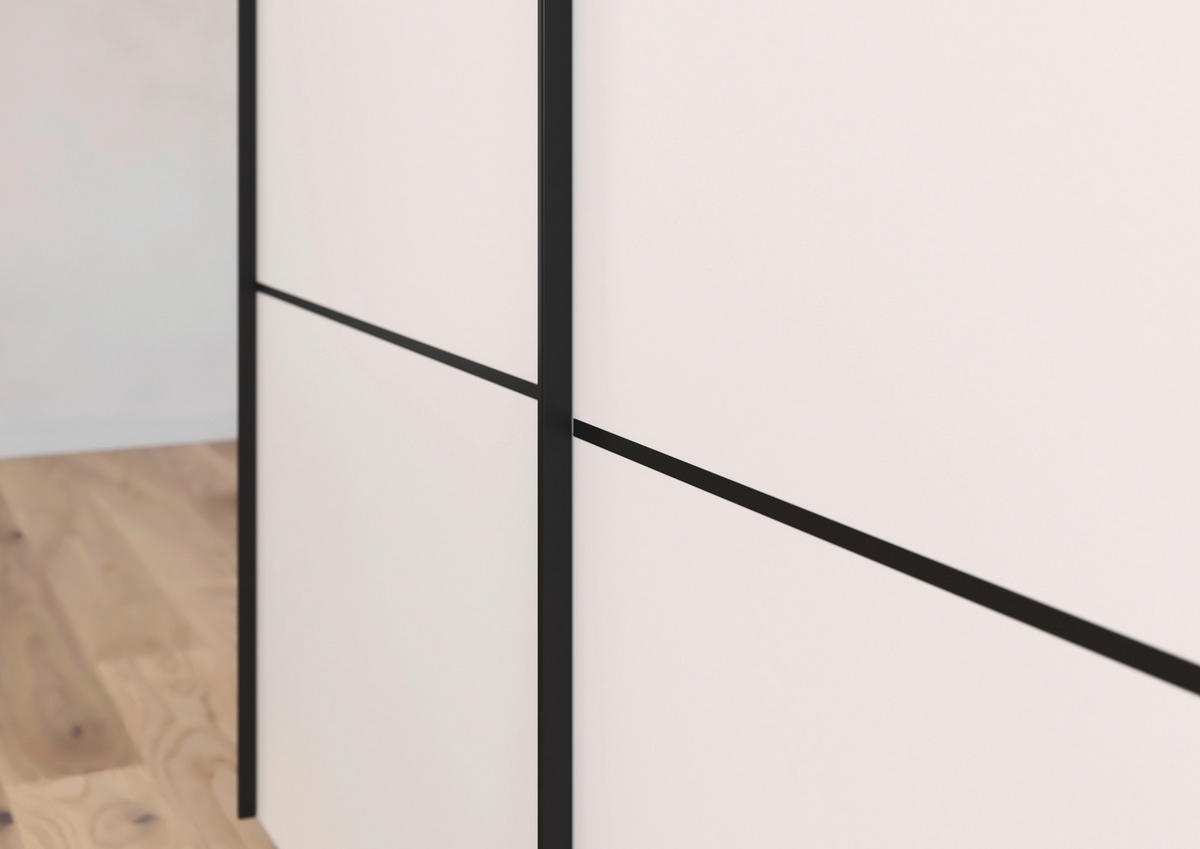 SCHWEBETÜRENSCHRANK in Weiss  - Weiss/Schwarz, Konventionell, Glas/Holzwerkstoff (242/223/68cm) - Novel