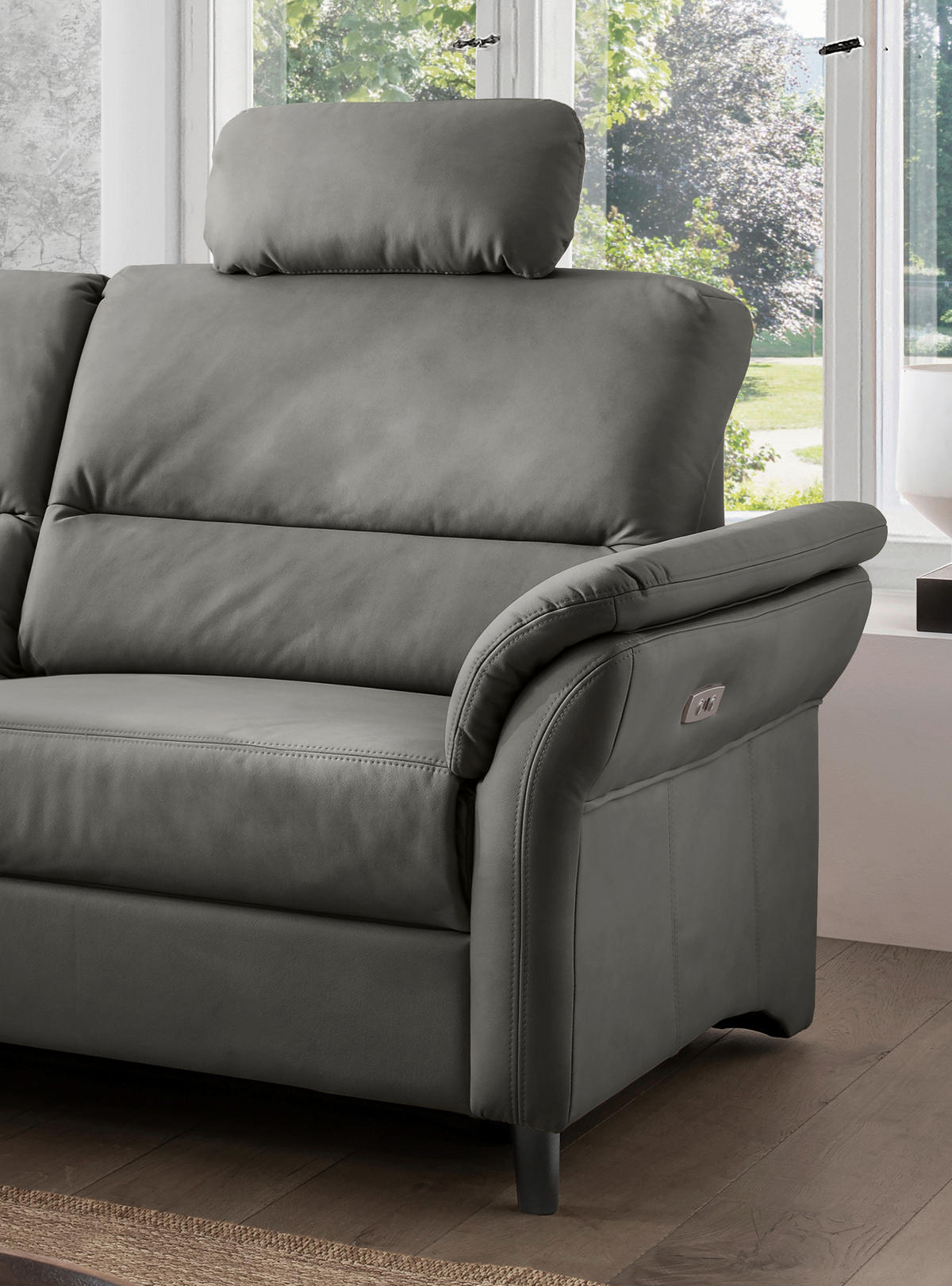 ECKSOFA in Lederlook Grau  - Schwarz/Grau, Modern, Holz/Textil (190/266cm) - Livetastic