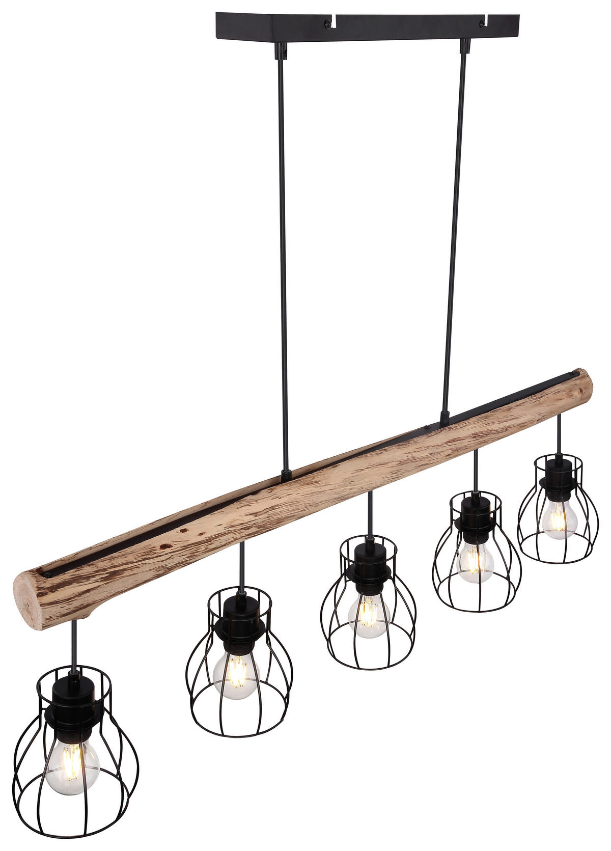 HÄNGELEUCHTE 104/13,6/140 cm    - Schwarz/Naturfarben, Basics, Holz/Metall (104/13,6/140cm) - Globo