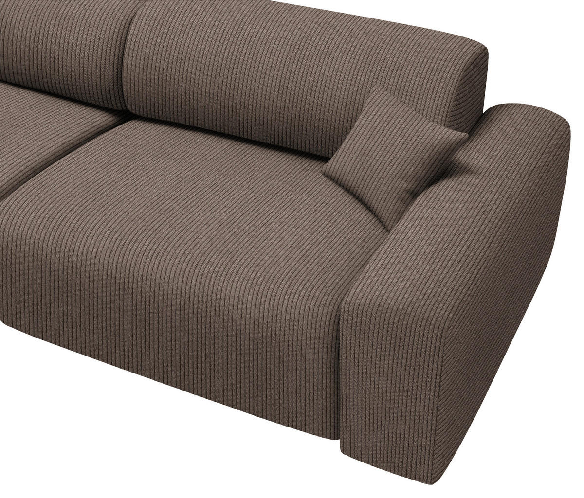 ECKSOFA in Velours, Feincord Braun  178/292 cm  - Schwarz/Braun, Design, Kunststoff/Textil (178/292cm) - home24
