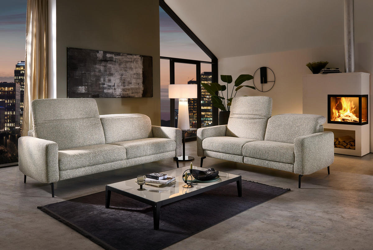 3-SITZER-SOFA Chenille Sandfarben  - Sandfarben/Schwarz, Design, Textil/Metall (210/82/107cm) - Dieter Knoll