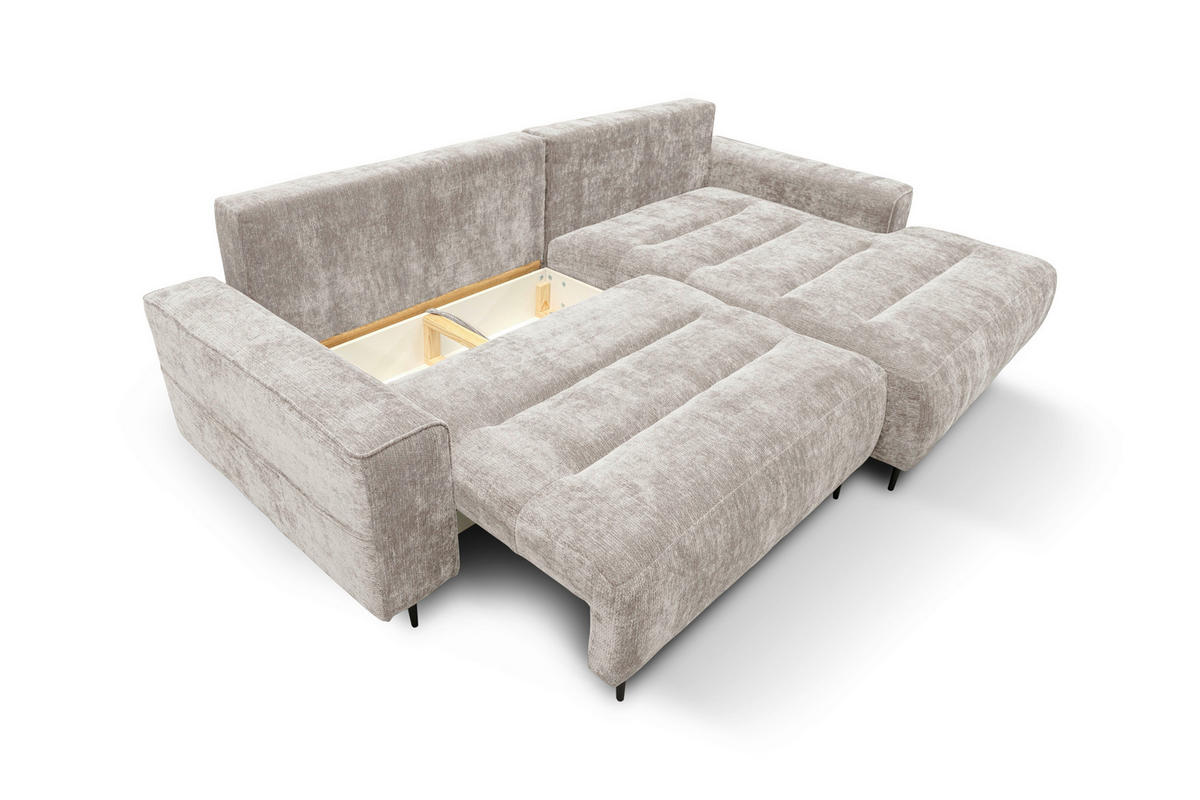 ECKSOFA Struktur Beige  - Beige/Schwarz, Design, Holz/Textil (260/160cm) - MID.YOU