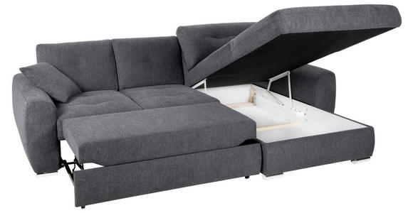 ECKSOFA in Mikrofaser Dunkelrot  - Chromfarben/Dunkelrot, MODERN, Kunststoff/Textil (276/193cm) - Hom`in