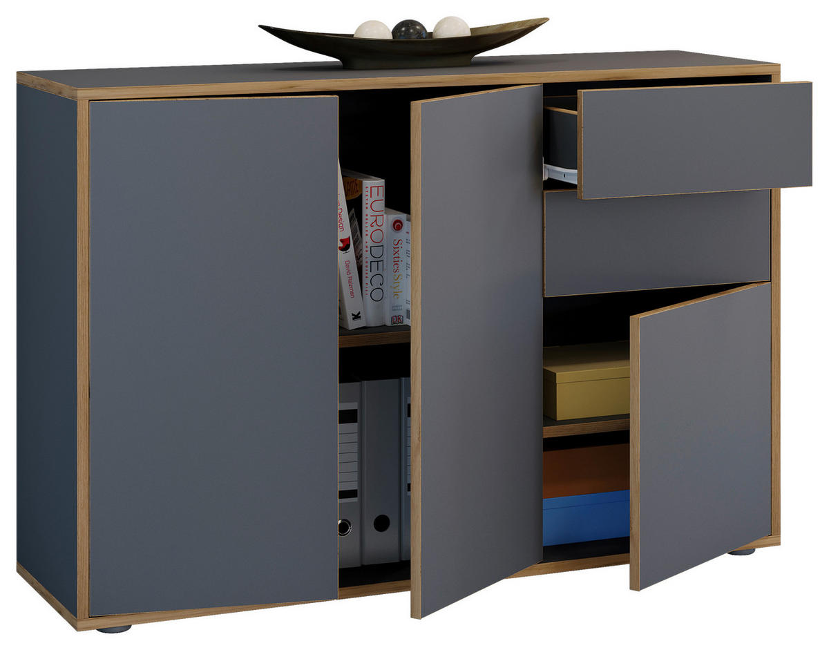 KOMMODE 110/74/33 cm  in Anthrazit, Honigeiche  - Honigeiche/Anthrazit, Design, Holzwerkstoff/Kunststoff (110/74/33cm) - MID.YOU