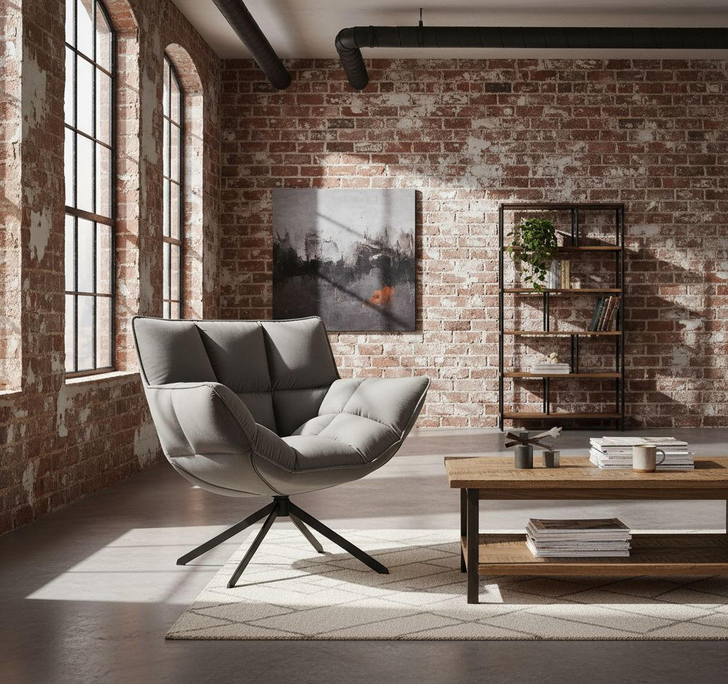 DREHSTUHL Samt Dunkelgrau  - Dunkelgrau/Schwarz, Design, Textil/Metall (81/83/78cm) - Livetastic