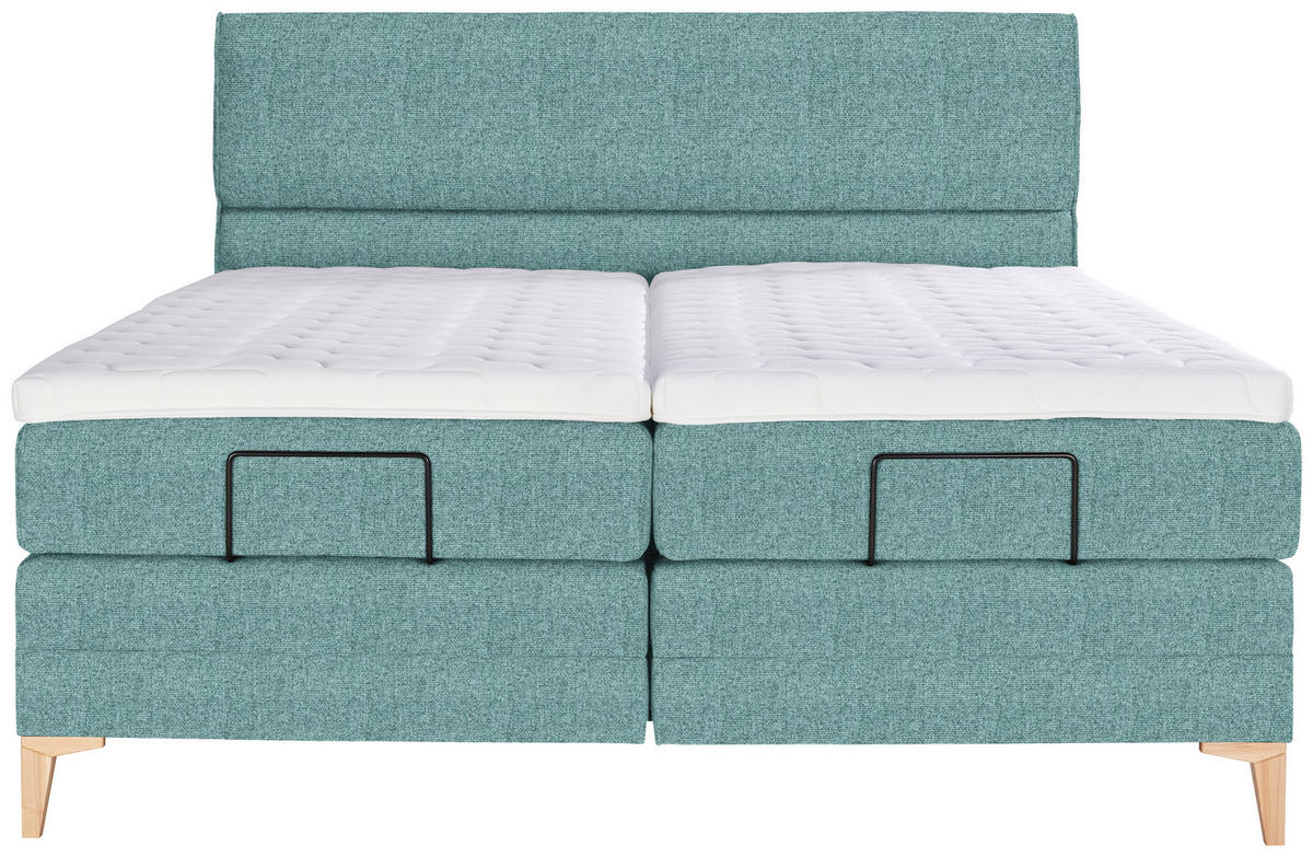 BOXSPRINGBETT 200/200 cm  in Petrol  - Eichefarben/Petrol, KONVENTIONELL, Holz/Textil (200/200cm) - Voleo
