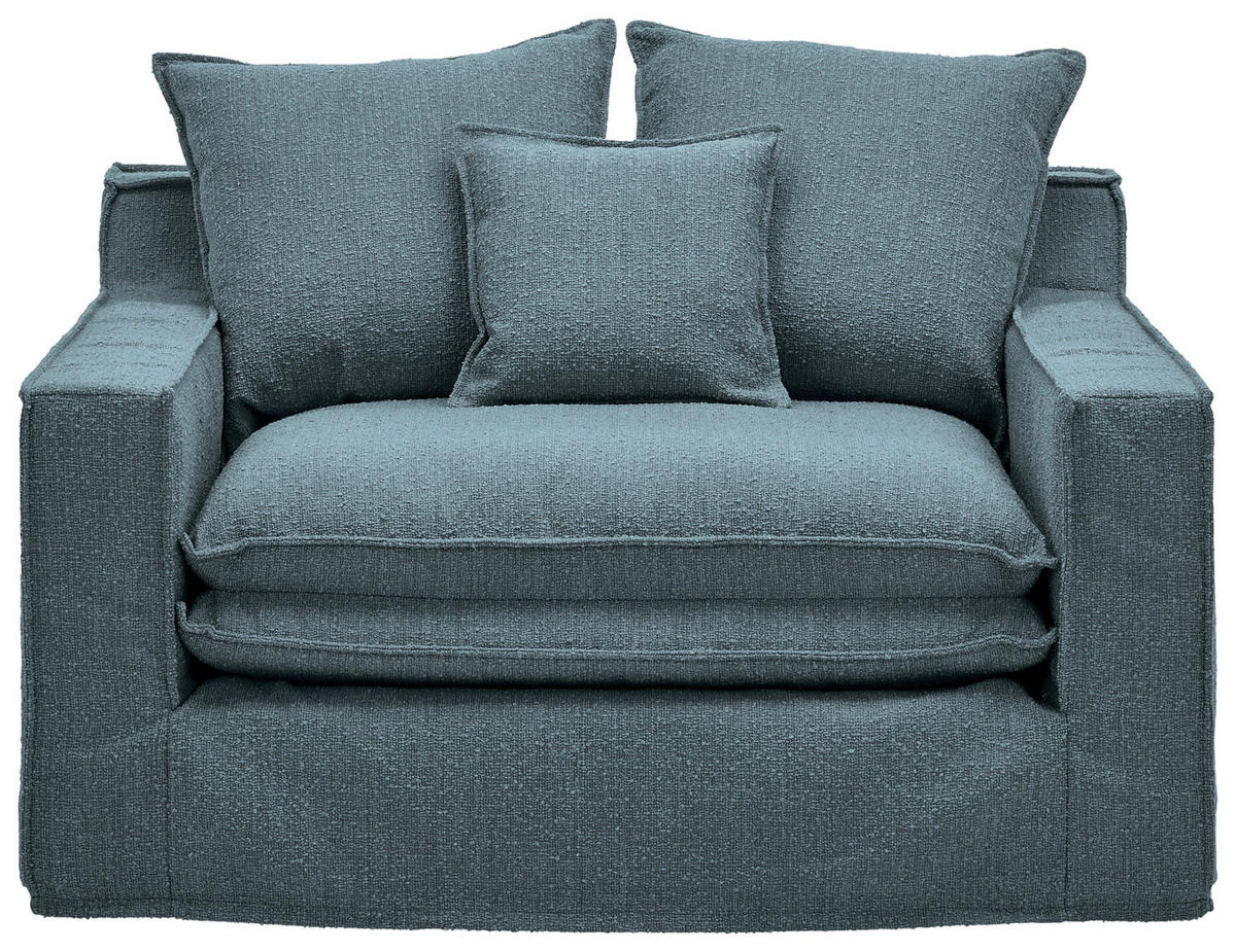 SESSEL Bouclé Blau    - Blau/Schwarz, Trend, Kunststoff/Textil (129/92/105cm) - Livetastic