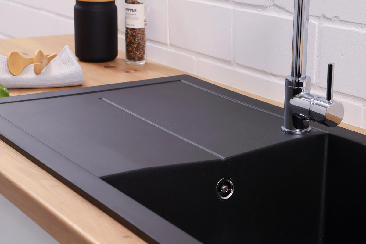 SPÜLE 17501001000500700-83  - Schwarz, Basics, Glas/Kunststoff (100/21,4/50cm) - Respekta