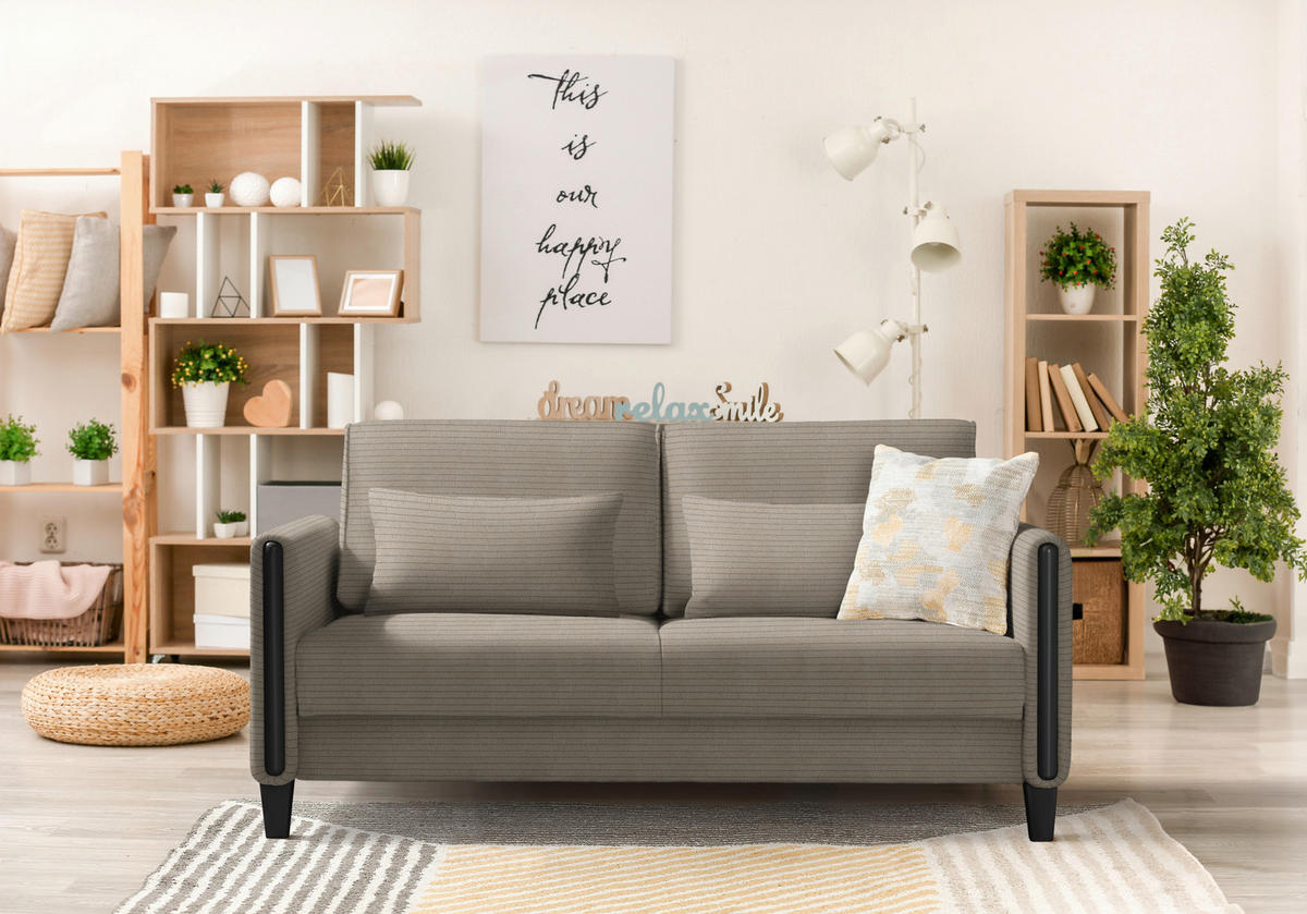 SCHLAFSOFA in Cord Schwarz, Taupe  - Taupe/Schwarz, Design, Holz/Textil (174/88/104cm) - Niels Andersson