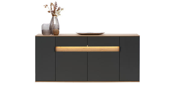 SIDEBOARD Anthrazit, Eichefarben  180,6/82/42 cm  - Eichefarben/Anthrazit, MODERN, Holzwerkstoff/Metall (180,6/82/42cm) - Dieter Knoll