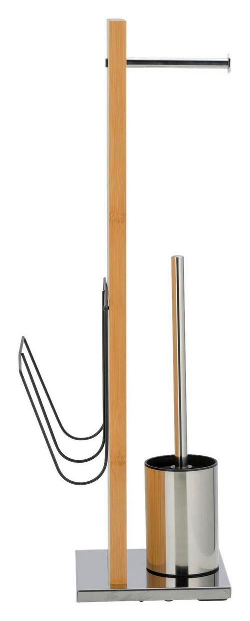 WC-BÜRSTENKOMBINATION - Chromfarben/Schwarz, Konventionell, Holz/Kunststoff (24,5/68/22,5cm) - Wenko