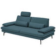 3-SITZER-SOFA in Leder Blau  - Blau/Schwarz, Design, Leder/Metall (222/86/104cm) - Dieter Knoll
