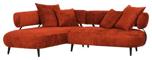 ECKSOFA in Chenille Kupferfarben  200/265 cm  - Schwarz/Kupferfarben, Design, Holz/Textil (200/265cm) - Landscape