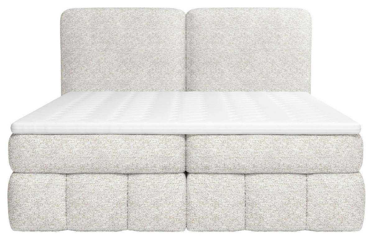 BOXBETT 140/200 cm,  in Creme, Bettkasten, Topper, Matratzen, H3 = fest  - Creme/Schwarz, KONVENTIONELL, Kunststoff/Textil (140/200cm) - Carryhome