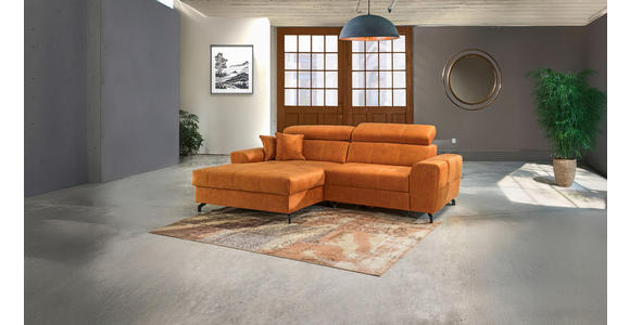 ECKSOFA  in Velours Orange   - Schwarz/Orange, Design, Textil/Metall (181/267cm) - Carryhome