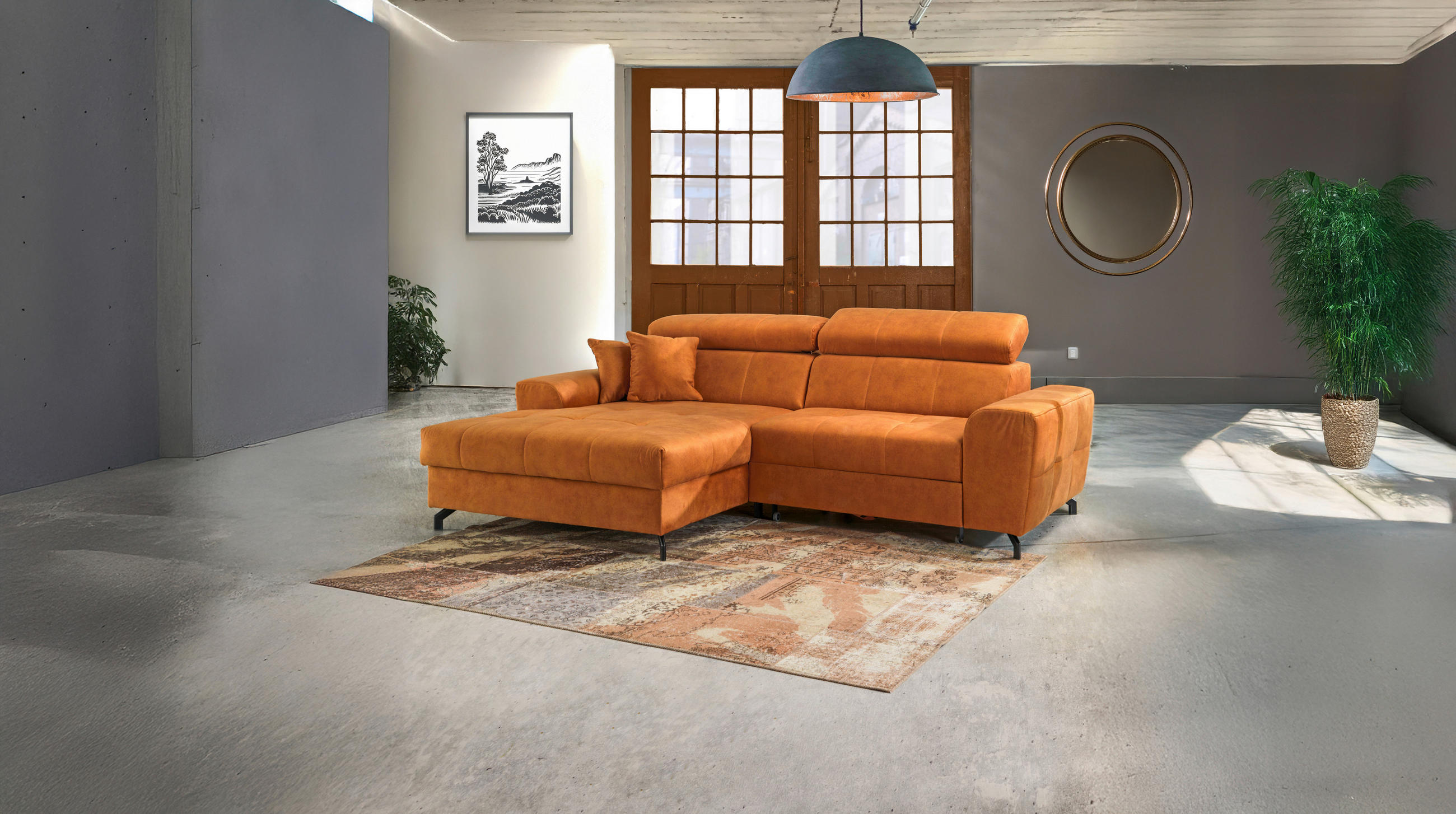 ROHOVÁ SEDACIA SÚPRAVA, textil, oranžová - oranžová/čierna, Design, kov/textil (181/267cm) - Carryhome
