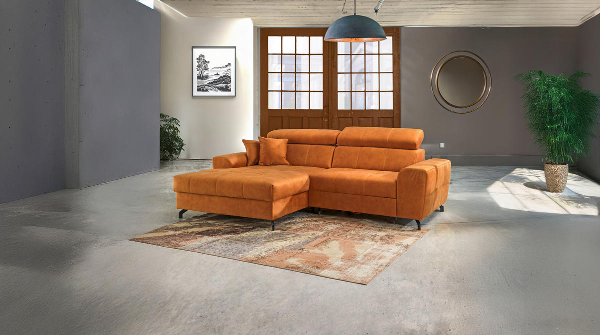 ROHOVÁ SEDAČKA, textil, oranžová - oranžová/černá, Design, kov/textil (181/267cm) - Carryhome