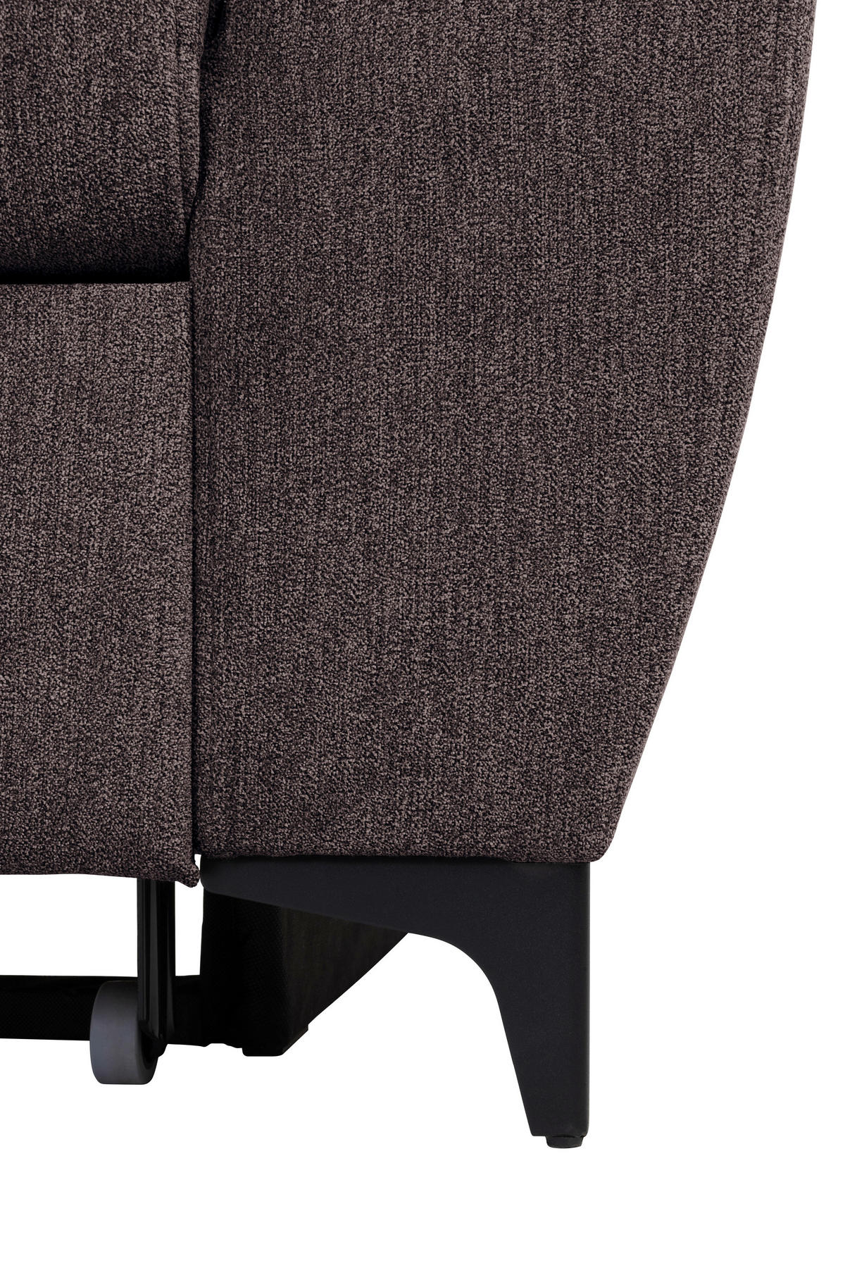 ECKSOFA in Velours Dunkelbraun  - Dunkelbraun/Schwarz, Konventionell, Textil/Metall (217/255cm) - MID.YOU