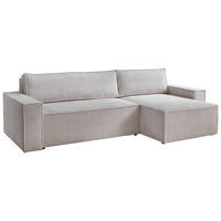 ECKSCHLAFSOFA Feincord Naturfarben  inkl. Rückenkissen, Bettkasten, Schlaffunktion, Rücken echt, Liegefläche im Originalstoff  - Schwarz/Naturfarben, MODERN, Kunststoff/Textil (266/150cm) - Carryhome