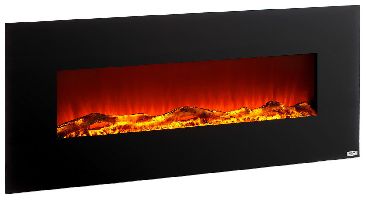 ELEKTROKAMIN - Schwarz, Design, Glas/Kunststoff (128/55/14cm) - Xora