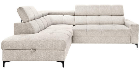 ECKSOFA  in Struktur Creme  212/254 cm  - Creme/Schwarz, MODERN, Textil/Metall (212/254cm) - Carryhome