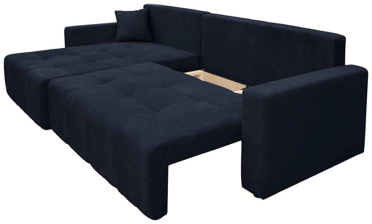 ECKSOFA LAGUNA in Frottee Dunkelblau  143/260 cm  - Schwarz/Dunkelblau, Design, Kunststoff/Textil (143/260cm) - MID.YOU