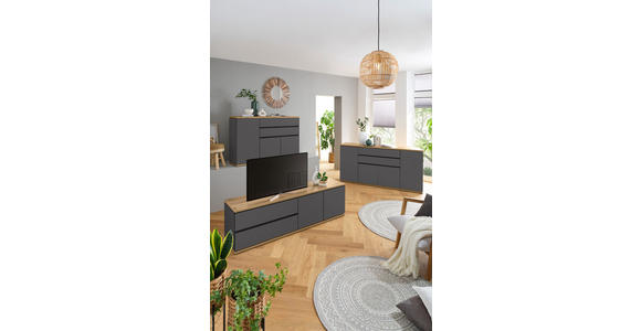 SIDEBOARD 139/93/42 cm  in Graphitfarben, Eiche Artisan  - Schwarz/Graphitfarben, MODERN, Holzwerkstoff/Kunststoff (139/93/42cm) - Xora