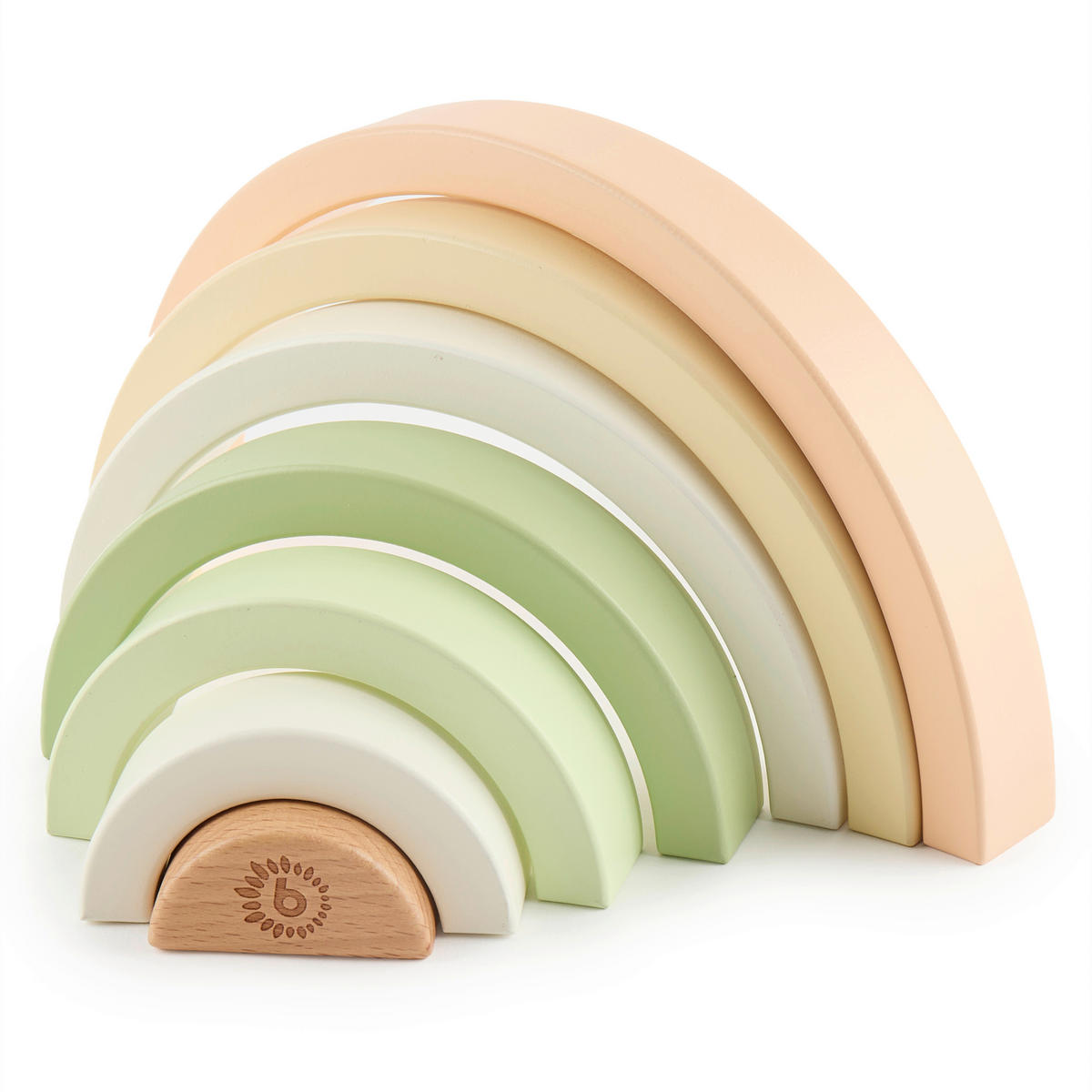 STAPELTURM Regenbogen Hase Fine  - Beige/Grün, Basics, Holz (24/12/2,5cm)