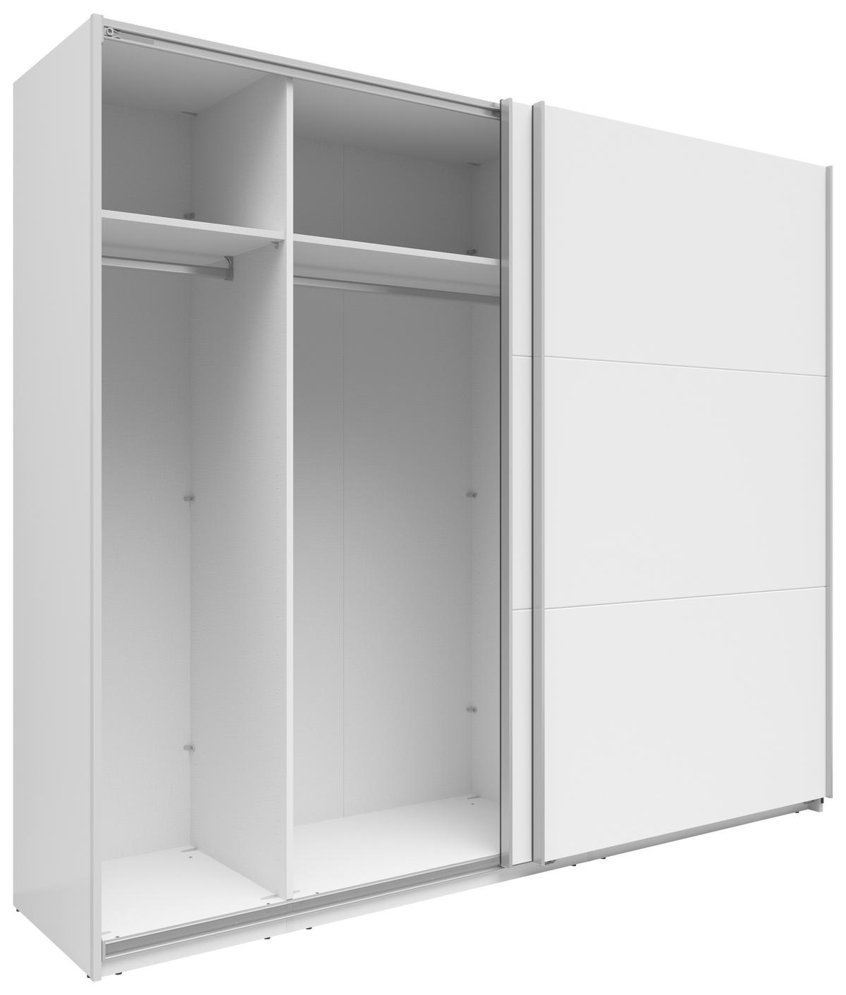 SCHWEBETÜRENSCHRANK 250/216/64 cm 2-türig Weiß  - Silberfarben/Weiß, Basics, Holzwerkstoff/Metall (250/216/64cm) - Boxxx